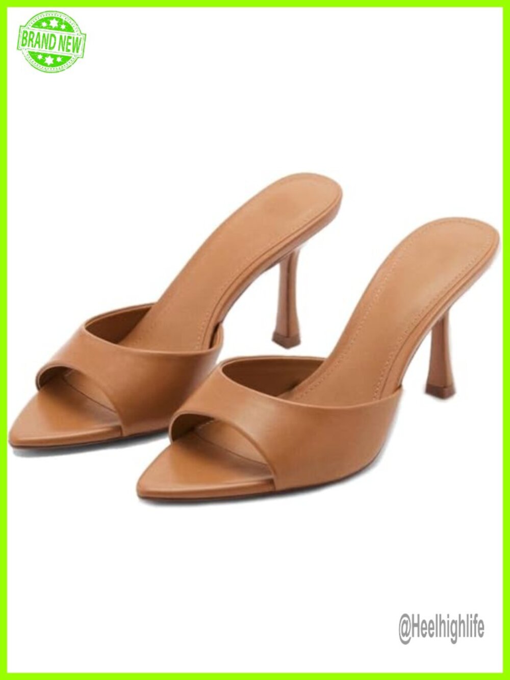 Womens Pointed Toe Stiletto Heeled Sandals Slip On Slingback